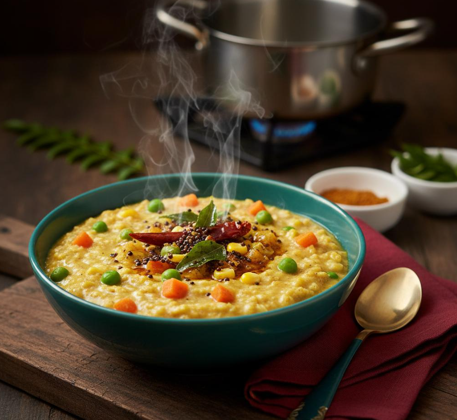 Masala oats made in a kettle